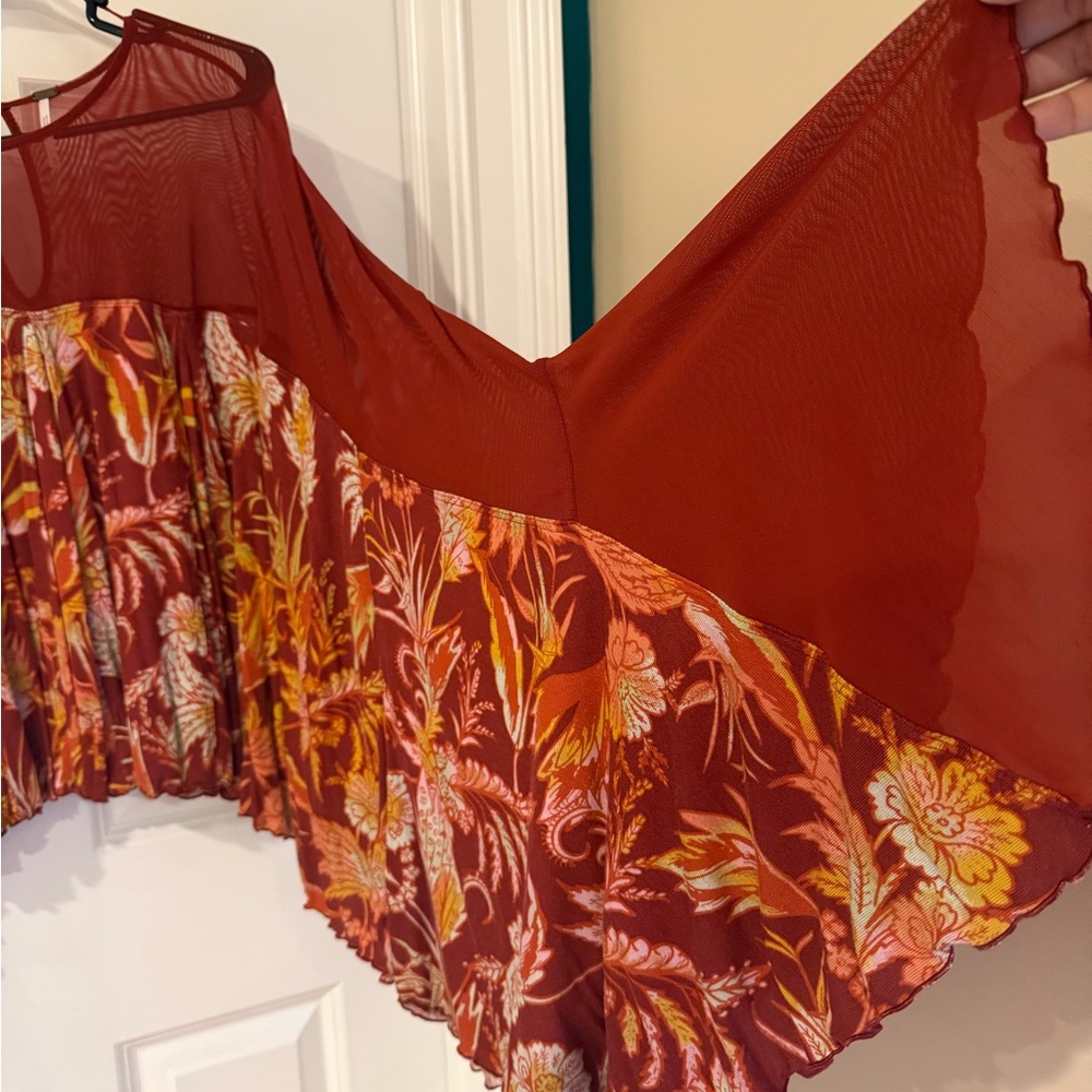 Free People Red Floral Blouse - Picture 4 of 8